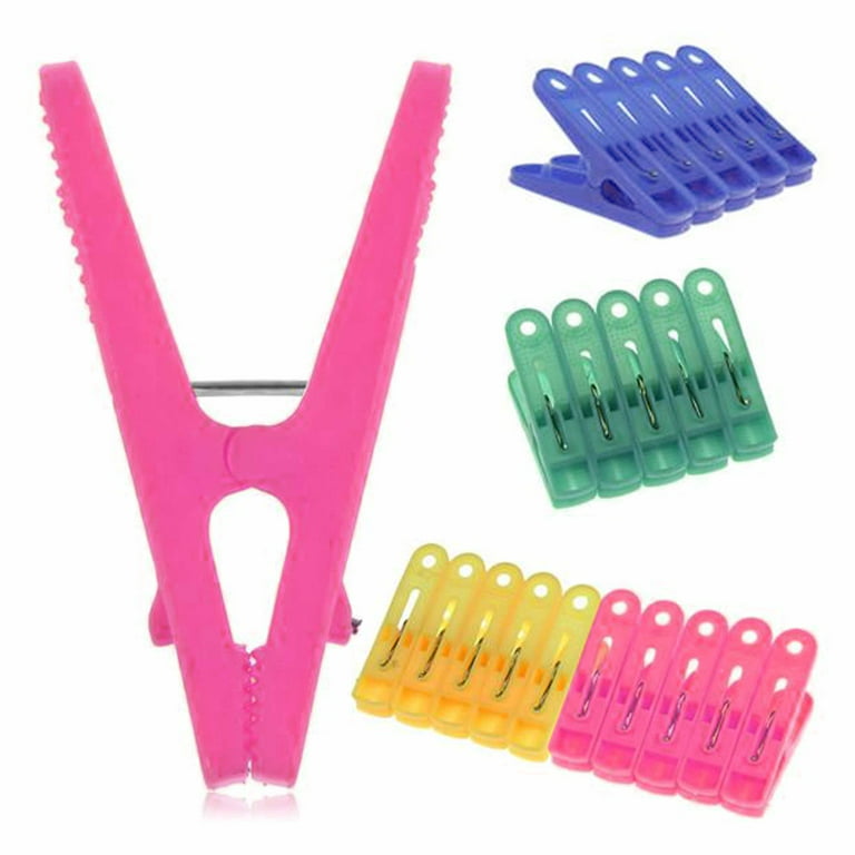 Foshine Clothes Pins for Crafts 48 Pack Clothes Clips Drying Clothing Clips  Colored Laundry Clips Clothespins Plastic Pegs Windproof Clothespin Photo