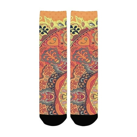 

Mandala Decor Collection Floral Mandala Pattern with Leaves Kaleidoscope Art Ethnic Theme Home Zen D Women s Custom Socks (Made In USA)