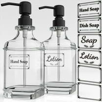 2 Pack Soap Dispenser, GLADPURE 18 oz Antique Thick Glass Soap Dispensers-Black