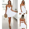 thumbnail image 2 of Womens V-Neck Spaghetti Strap Bowknot Backless Sleeveless Lace Mini Swing Skater Dress, 2 of 5