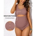 thumbnail image 7 of Attraco Maternity Monokini One Piece Swimsuit Scalloped Cut Out Ruched High Waisted Scoop Neck Pregnancy Swimwear, 7 of 7
