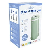Ubbi Stainless Steel Diaper Pail, Odor Locking, No Special Bag Required, Award-Winning, Registry Must-Have, Sage Green