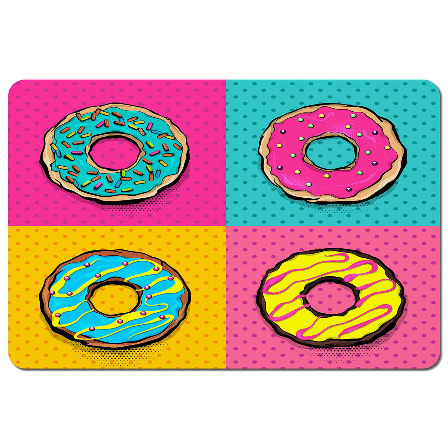 Set doughnut sweet food, donut cartoon pop art style (Placemat) -  