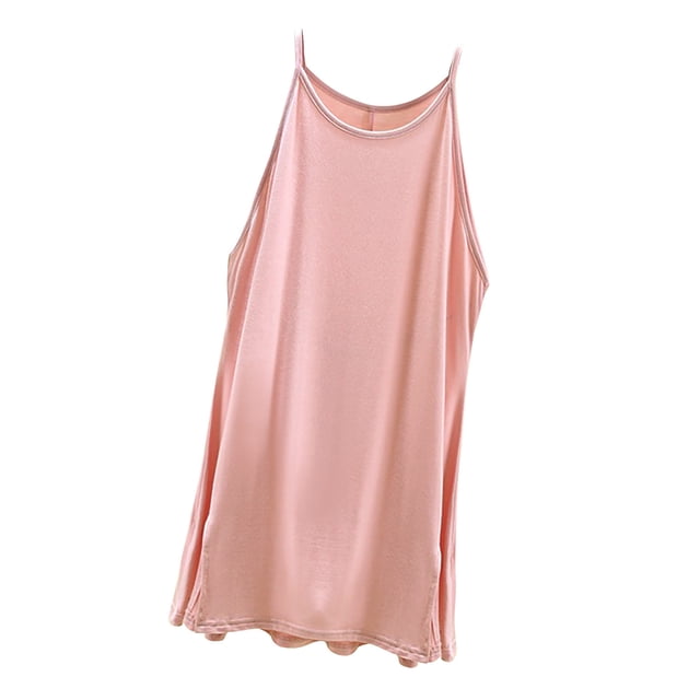 AherBiu Women Tank Tops Loose Longline Summer Basic Sleepwear Solid Color Sleeveless Flowy Pajams Camisole