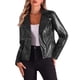 thumbnail image 4 of Chaqueta de cuero sintético INSPIRE CHIC para mujeres, chaqueta de motocicleta con cremallera, corta, de PU negra XS, 4 of 6