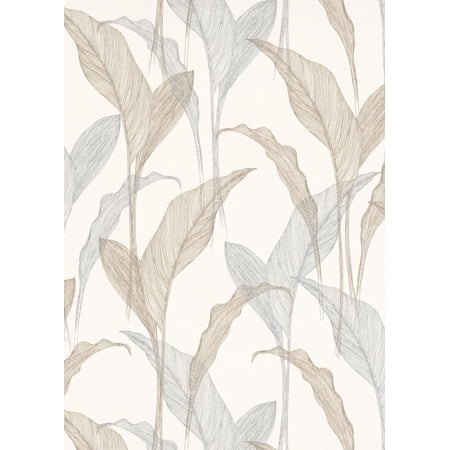 Sample for display purpose only.Concord Wallcoverings Textured Wallpaper Floral, Beige Cream Grey, 7 In x 10 In, 10207-08