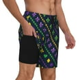 thumbnail image 3 of Daiia Mardi Gras Strings of Beads Mens Swim Trunks Swim Shorts Quick Dry Swim Shorts with Mesh Lining Pockets-Small, 3 of 9