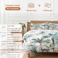 thumbnail image 6 of 3 Piece Summer Palm Trees Duvet Cover Set Full Size, Microfiber Comforter/Quilt Cover with Corner Ties and 2 Pillowcases, Botanical Tropical Leaves All Season Soft Bedding with Zipper Closure, 6 of 8