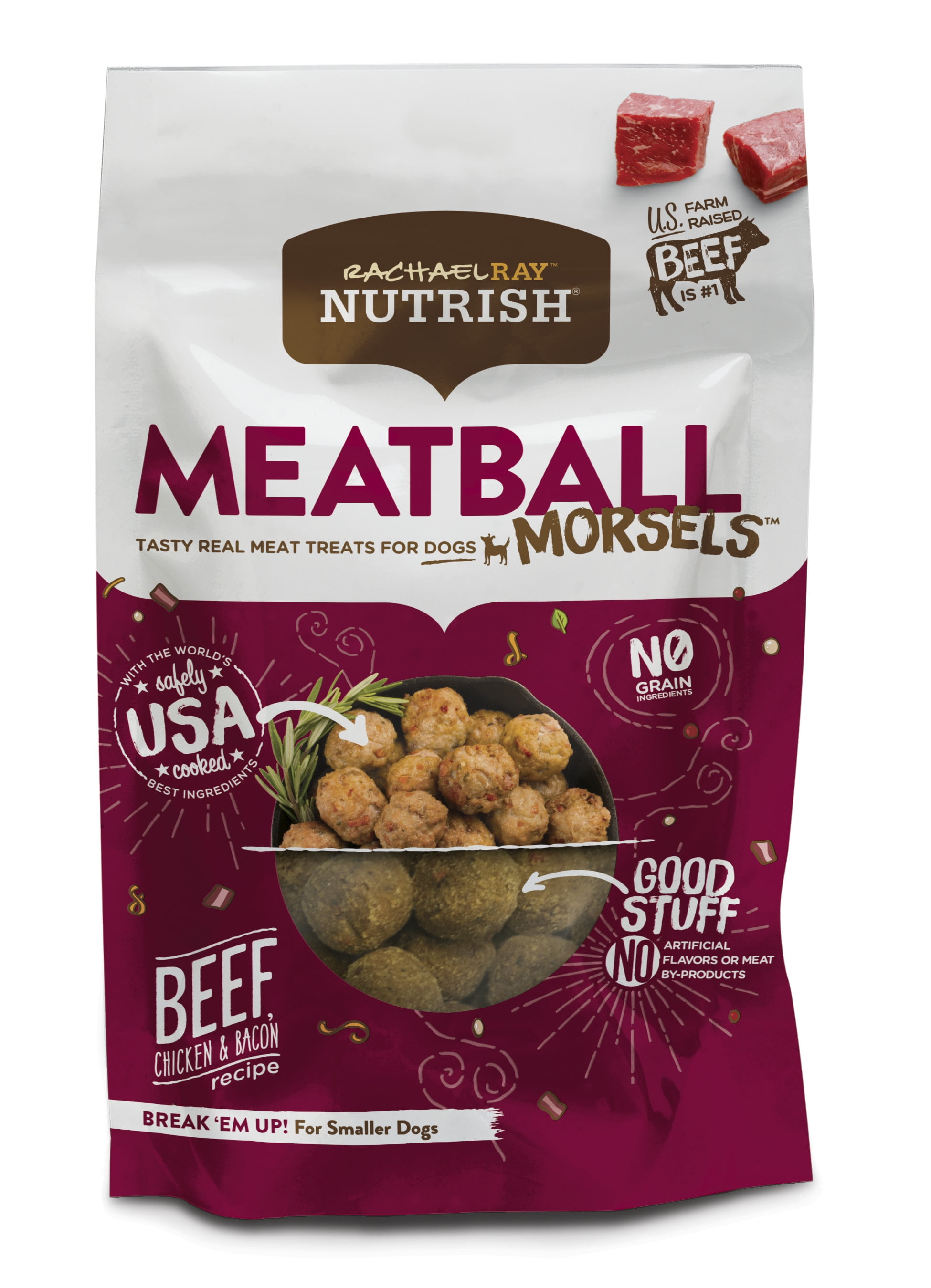 Rachael Ray Nutrish Meatball Morsels Grain Free Chewy Dog Treats Beef