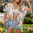 thumbnail image 2 of vigerkar Button Down Shirts for Women Easter Eggs Flowers Leaves Shirt Short Sleeve Hawaiian Casual Blouse Tops (Yellow, 4XL), 2 of 6