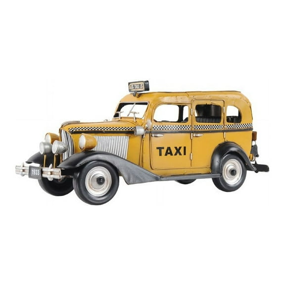 HomeRoots c1933 Vintage Checker Taxi Cab Model Sculpture - 6.5" x 13.5 x 5.5"