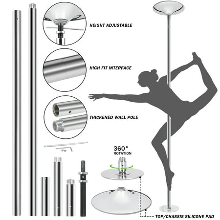 ZenSports 45mm Adjustable Dancing Pole, Removable Spinning & Static Dancing Pole for Training & Exercise- Home Gym Fitness
