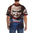 thumbnail image 3 of Lsque Chucky print Men's Cuban Collar Short Sleeve Shirt Summer Beachwear Casual Button Down Fashionable Vacation Leisure Shirt-XX-Large, 3 of 7