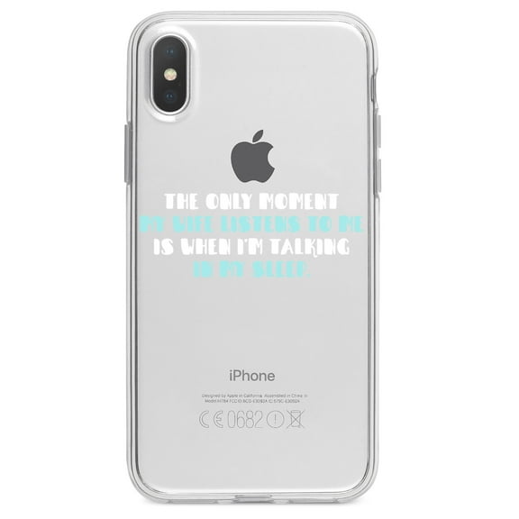 DistinctInk Clear Shockproof Hybrid Case for iPhone XS Max (6.5" Screen) - TPU Bumper Acrylic Back Tempered Glass Screen Protector - Life Only Listens When I Talk In My Sleep