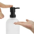 thumbnail image 3 of Unique Bargains 1 Pc Durable Cylinder Frosted Soap Dispenser 13.53oz White Black, 3 of 6