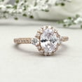 thumbnail image 2 of HeartsAndYou 2.2ct Engagement Ring for Women Oval Cut Moissanite Accent Halo Trilogy 18k Rose Gold over Silver, 2 of 8