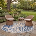 thumbnail image 3 of Safavieh Courtyard Crystal Floral Indoor/Outdoor Area Rug, Natural/Blue, 6'7" x 6'7" Round, 3 of 9