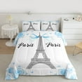 thumbnail image 2 of Homewish Paris Eiffel Tower Queen Comforter Set,Romantic Rose Flower Bedding Sets,Blue White Bedding Comforter Set For Girl Teens,Breathable Home Decor Reversible,3-Piece, 2 of 8