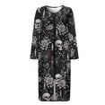 thumbnail image 5 of Whosucclay Skull Cat Rose Spider Web Print Zipper Front Robes for Women, Soft Long Sleeve Nightgown for Women Casual Housecoat Loungewear Sleepwear Dress with Zipper and 2 Pockets Halloween Decor, L, 5 of 6