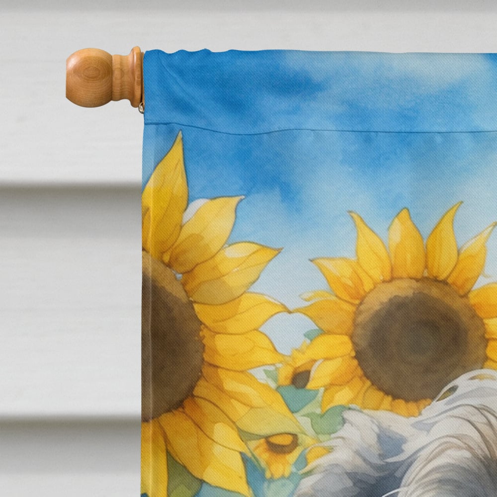 Irish Wolfhound in Sunflowers House Flag 28 in x 40 in