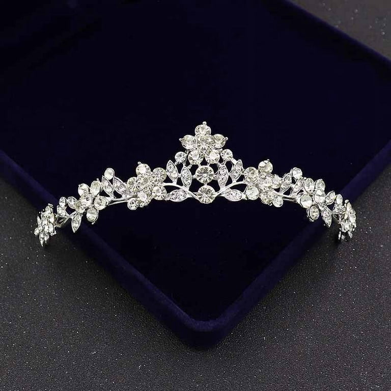 Zhuge Wedding Tiara for Bride Princess Tiara Headband Bridal Crown,Crystal Rhinestone Hair Jewelry Decor for Queen Girl Bride Birthday Prom Wedding Pageant Halloween Costume Party(Silvery)