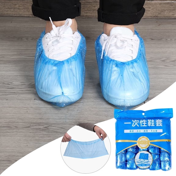 100 Pcs Durable PE Disposable Shoe Covers Noiseless Booties For Indoor Home 100PCS