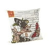 18" Butterfly and Postcard Design Down Filled Decorative Throw Pillow
