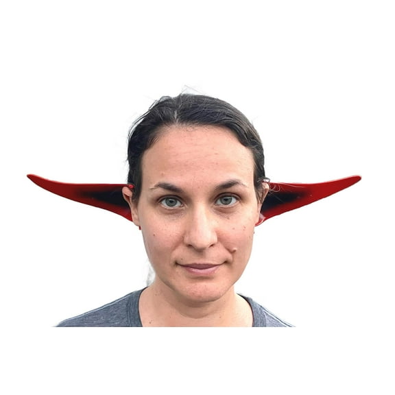 Pixie Demon Ears Handcrafted Halloween Costume Accessory Red and Black Latex
