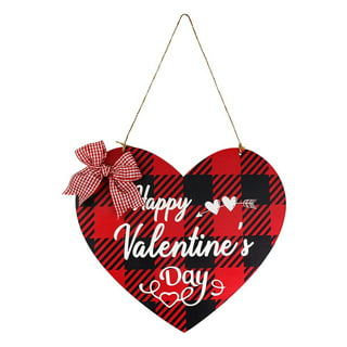 Valentines Day Wreath Decorations, Burlap Heart Shaped Wreath with Buffalo  Plaid Bows for Front Door Farmhouse Valentine's Day Decorations Party