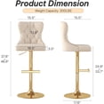 thumbnail image 3 of Westice Velvet Swivel Bar Stools Set of 4 with Tufted Back & Gold Base, Beige, 3 of 9