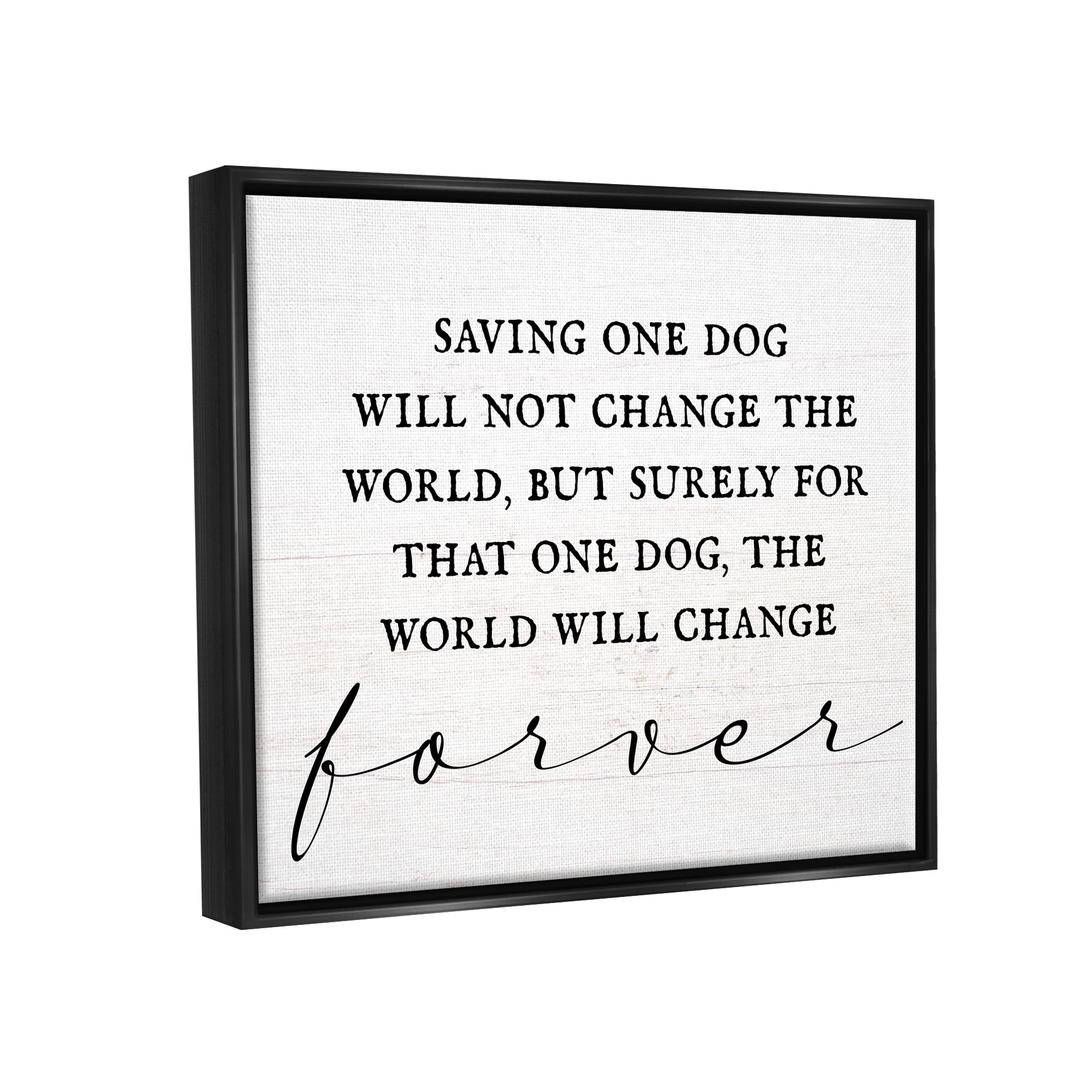 Stupell Industries Uplifting Rescue Dog Phrase Inspirational Painting Black Floater Framed Canvas Art Print Wall Art, 31 x 25