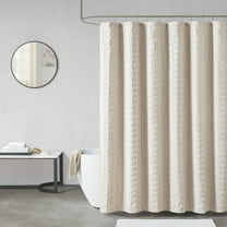 Home Essence Gridd Woven Clipped Solid Shower Curtain