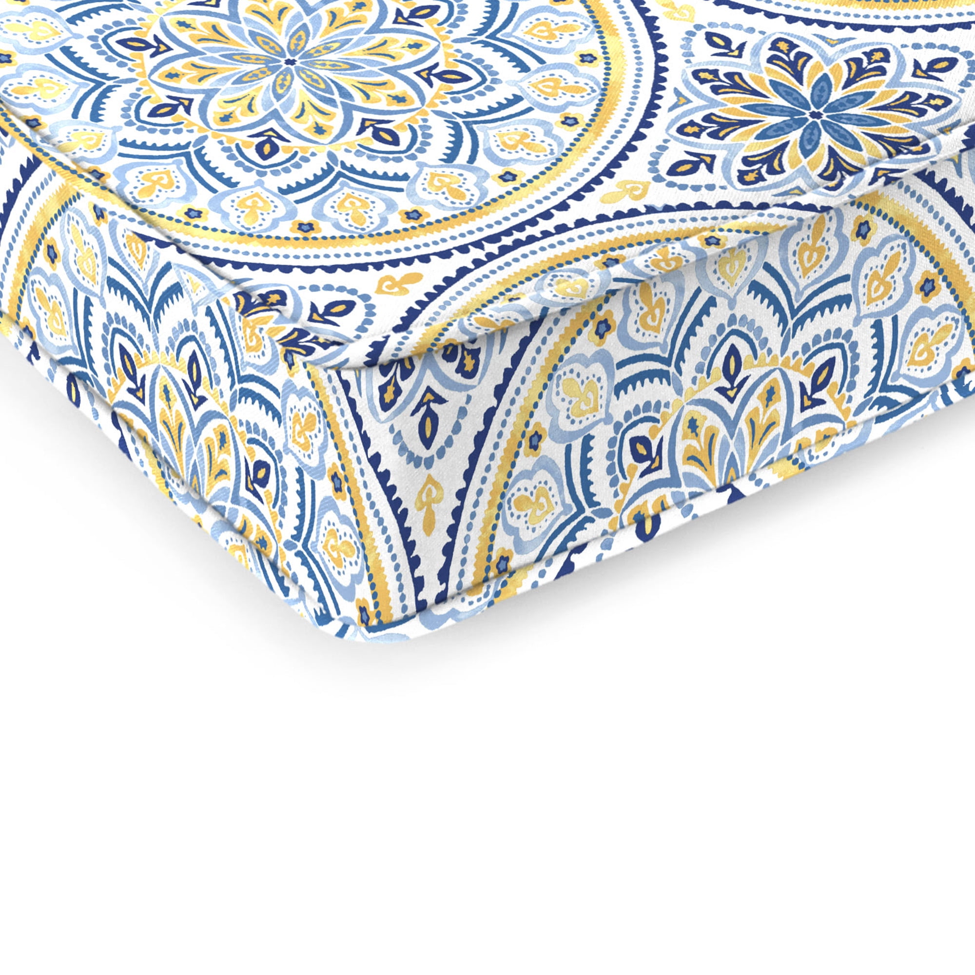 Jordan Manufacturing 47" x 17" Castille Multicolor Medallion Rectangular Outdoor Settee Swing Bench Cushion with Ties and Welt