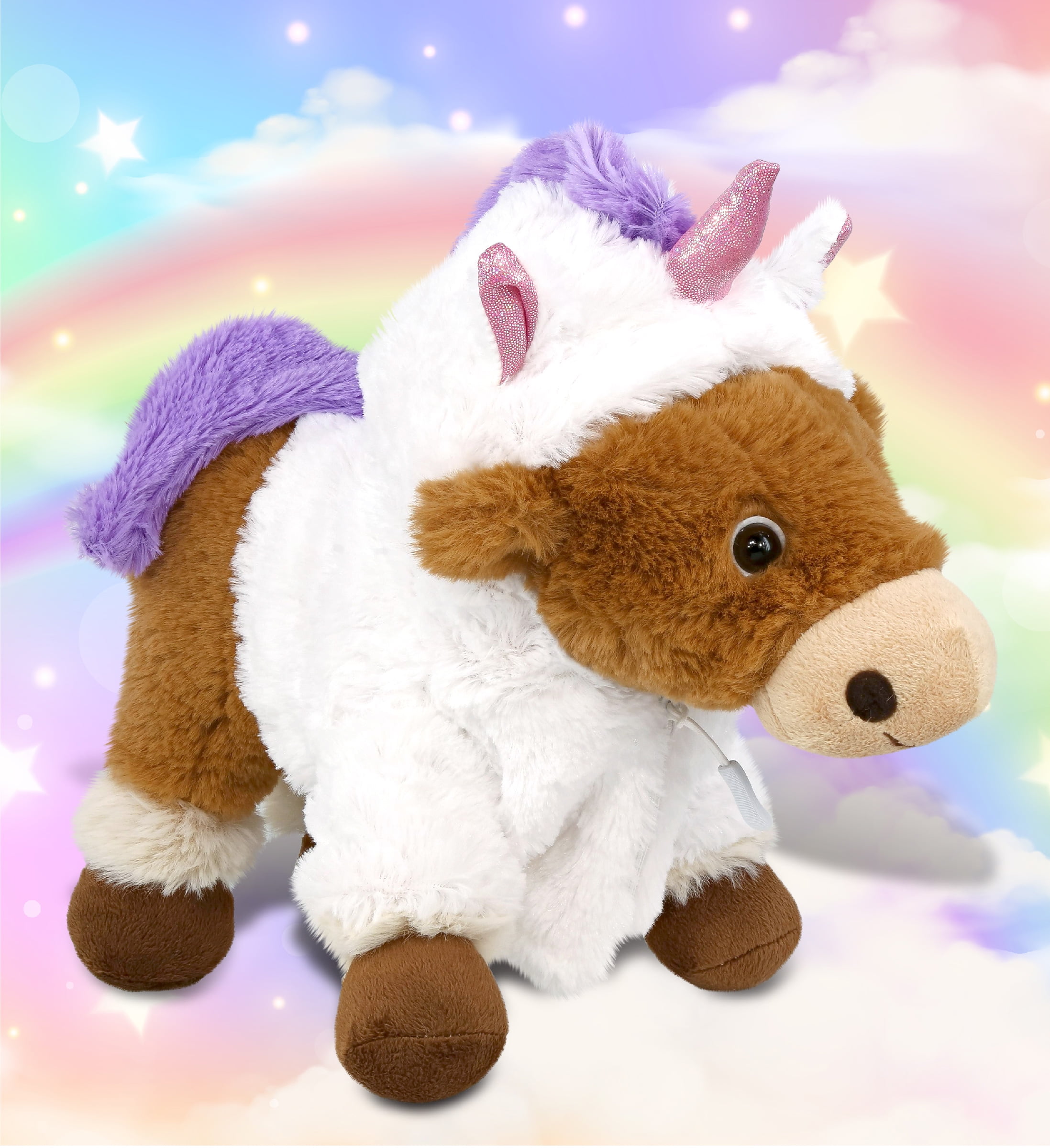 DolliBu Standing Reindeer Unicorn Plush Stuffed Animal Toy - Super Soft Unicorn Dress Up Animal with Removable Plush Unicorn Outfit, Cute Fantasy Animal Plush Gift for Kids and Adults - 11 Inches