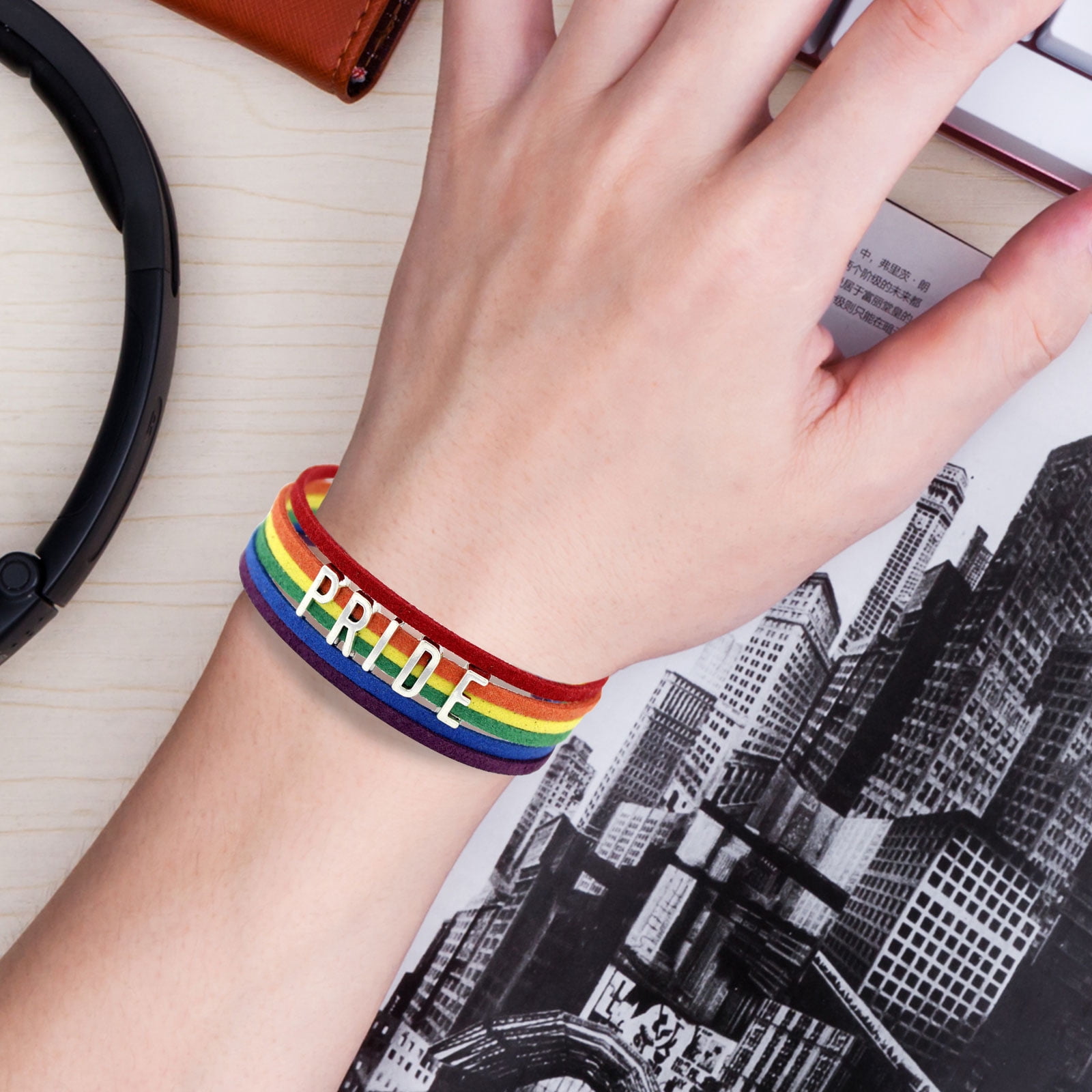 Winnereco Rainbow Bracelet Adjustable Size GAY LGBT Pride Jewelry Chain A Walmart