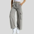 thumbnail image 2 of Ierhent Casual Dress Pants for Women Women's Comfort Waist A-Line Knit Pant(Grey,L), 2 of 4