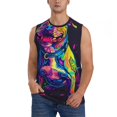 thumbnail image 2 of Fotbe Men's Neon Pop Art Pitbull Print Men's Sleeveless Muscle Tank Tops Casual T-Shirts for Gym Workout Beach-X-Large, 2 of 8