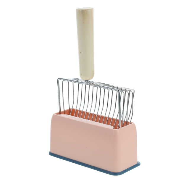 ColoMX Pala para arena de gatos de acero inoxidable resistente con mango largo para limpiar cajas de arena, arena y pellets de pino.