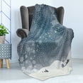 thumbnail image 4 of Christmas Soft Flannel Fleece Throw Blanket, Reindeer in the Snowy Sky with Crescent Moon in Town Illustration, Cozy Plush for Indoor and Outdoor Use, 50" x 60", Blue and White, by Ambesonne, 4 of 5