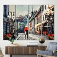 thumbnail image 4 of Valentine Gift Wall Art, City Landscape Printed Canvas, Romantic Couple Art Canvas, Lovers Under The Red Umbrella, View Poster, Canvas Wall Decor - Natural Framed, 4 of 9