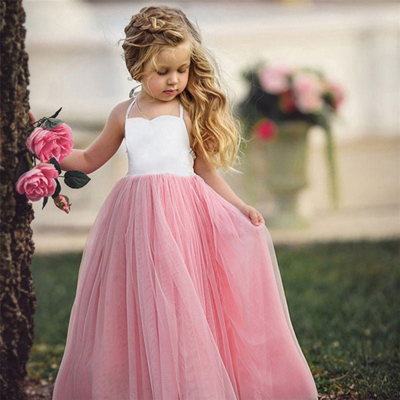 Dress formal kid girl bridesmaid dresses baby wedding princess party tutu flower 
