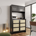 thumbnail image 2 of RichYa Kitchen Pantry Storage Cabinet, 72" Freestanding Kitchen Storage Cabinet with Rattan Doors for Dining Room, Black, 2 of 8