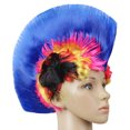 thumbnail image 1 of Peluca de baile de disfraces con abanicos, colores divertidos, peluca esponjosa, cabello punk con cresta de gallo, 1 of 6