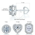 thumbnail image 2 of 18K White Gold Plated Safety Screw Back Halo Stud Earrings for Women Mens Round/Heart/Emerald Cut Brilliant Cubic Zirconia Earring Studs (3 Pairs), 2 of 6