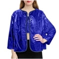 thumbnail image 2 of Vmvidoty Girls Shiny Party Long Sleeve Lightweight Zipper Metallic Jacket Blue 15-16 Years, 2 of 6