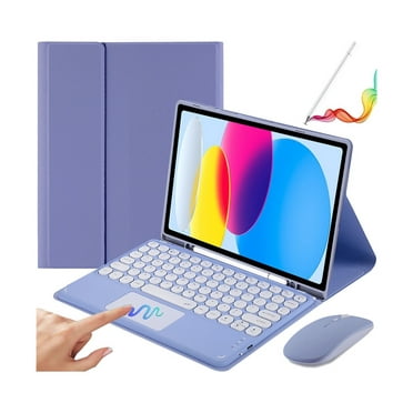 HPZZ IPad 10th Gen 10.9in Case with Keyboard, Mouse, and Stylus - Purple