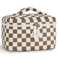 thumbnail image 1 of Bolsa de maquillaje Prite Corduroy acolchada con estampado floral con asa para mujer, 1 of 7