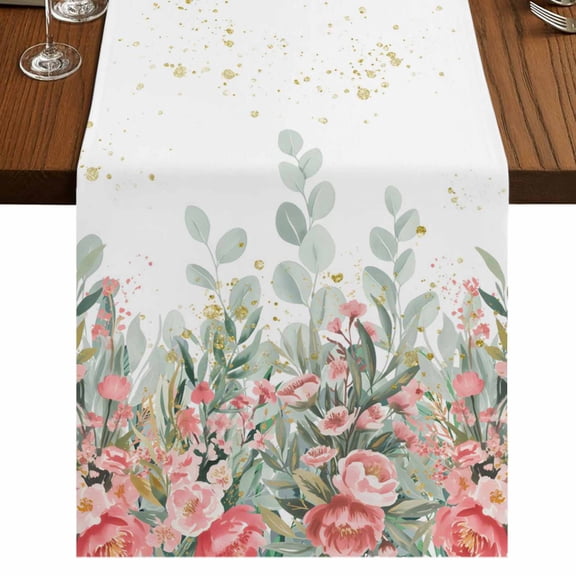 Table Runners 108 Inches Long Dress Scarves, Floral Leaves Farmhouse Coffee/Dining/Kitchen Table Runner for Living Room, Summer Botanical Weeping Watercolor 13x108 Inch