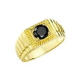 thumbnail image 5 of RYLOS Men's Ring 14K Yellow Gold Ring, 7MM Round Shape Gemstone Designer Style Rings Onyx October Birthstone Rings Gold Size 11, 5 of 8