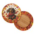 thumbnail image 2 of HUIACONG Easy to Clean Circle Stool Slipcover, Leaves Dachshund Polyester Round Round Bar Stool Covers for Vanity Kitchen, 2 of 6